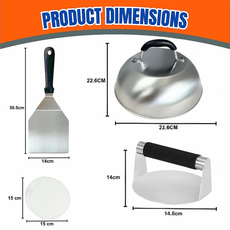 HTT Global Burger Press Kit with Burger Smasher, 12'' Smash