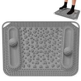 Vynusio Foot Massage Mat & Foot Massage Balls, Spike Acupressure Reflexology Mat for Feet Pressure Point Stimulation, Silicone Massager Board Plantar Fasciitis Pain Stress Relief for Office Home Grey
