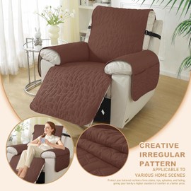 XINEAGE 100% Waterproof Recliner Chair Covers with Elastic Straps, Nonslip Reclining Couch Covers Washable Recliner Couch Cover with Pockets Furniture Protector for Pets Dogs (Coffee, 23")