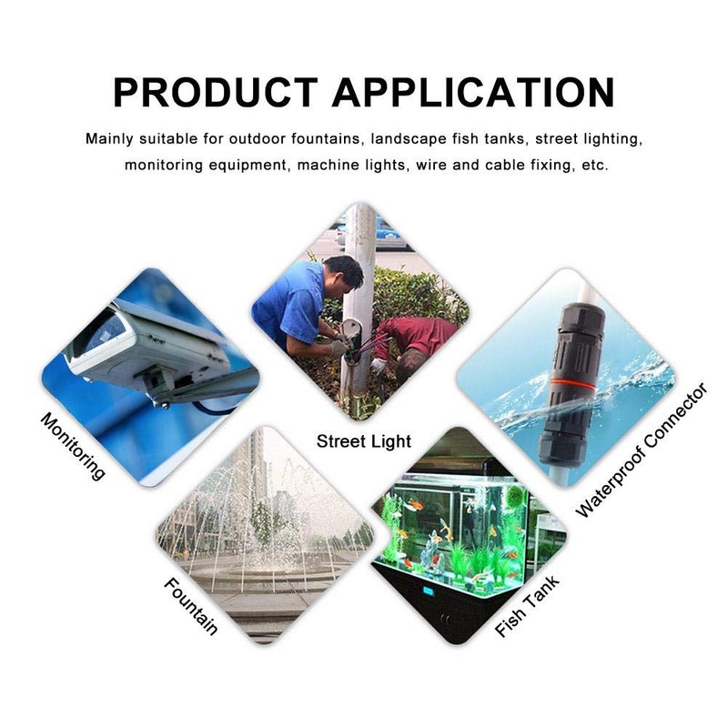 10PCS Waterproof Electrical Cable Connector IP68 3 Pin Connectors Fitting