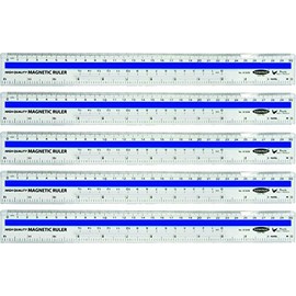 YOSOGO - Regla magnética transparente de plástico de 30 cm, paquete de 5