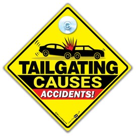 Tailgating Causes Accidents, Stop Tailgating Sign, Anti Tailgater Car Sign to Deter Tailgaters, Back Off Car Sign, Keep Your Distance Car Sign 14cm x 14cm x 2cm