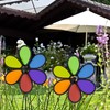 Relaxdays flower windmill, set of 2, decorative garden pinwheel, wind