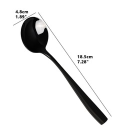 Dehouse 16-Piece Black Soup Spoons - Round Spoon, 7.3 Inch Korean Spoons