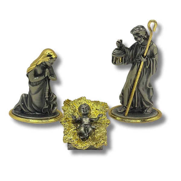 3 ARCHES USA Metal Nativity Set Christmas Decorations - 3-Piece