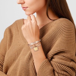 Silverora Watches Women's Bracelet Square: Thin Ekig Analogue Quartz Women's Watch Adjustable Full Diamond Love Wrist Watches with Love Petal Gifts for Women Girls Gold