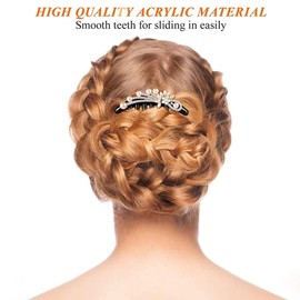 LSYJING 2 pearl hairbrush, women's drill hair accessories 7 tooth comb vintage wedding headdress suitable for wedding day gifts