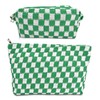 2PCS Travel Cosmetic Bag, Checkerboard Knitted Make Up Bags, Large