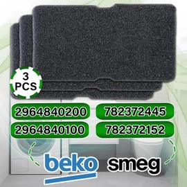 3 Pieces Tumble Dryer Sponge Filter 243 x 153 x 12 mm with the Original Code 2964840100 2964840200 for Beko 782372445 782372152 for Smeg - ONIX TECH