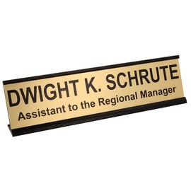 ExcelMark Assistant to The Regional Manager Custom Desk Plate – 2â€ x 8â€ Novelty Name Plate – Gold Name Plate with Black Desk Holder