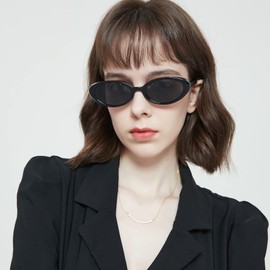 Zeelool Polarized Oval Sunglasses for Women Retro Narrow Cat Eye Glasses UV400 Protection ZSP0010