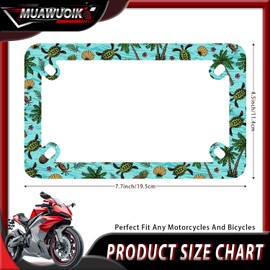 Colorful Sea Turtle Motorcycle License Plate Frame Stainless Steel Tropical Ocean Tag Holder 4 Holes Men Women Motorcycle Accessory with Screws Nut Caps 7.7"x4.5" for Bike Motorcycle