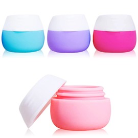 Gemice Silicone Cream Jars, TSA Approved Travel Size Containers - Leak-proof Travel Accessories with Lid for Cosmetic Makeup Face Body Hand Cream (4 Pieces)