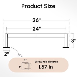 USHOWER Matte Black Towel Bar, 24 Inch Towel Racks for Bathroom Wall Mounted, Heavy Duty Stainless Steel Towel Holder, Easy Installation (Total Length 26 Inch)