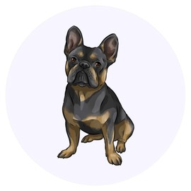 24 x 40mm Round 'French Bulldog' Stickers (SK00050855)
