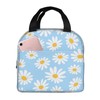 Echoserein Pretty Floral Daisy Light Blue Lunch Bag Insulated Lunch