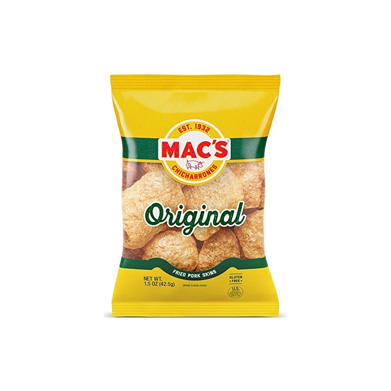 Mac's Crunchy Chicharrones, Low Carb, Keto Friendly Snack (Original, 5