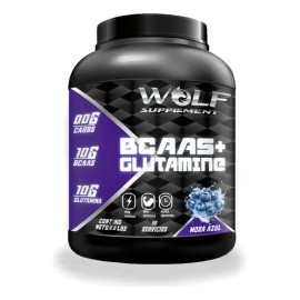 Aminoácidos Bcaas  Glutamina Wolf 1kg Sabores Pre Mora Azul                                                                                           