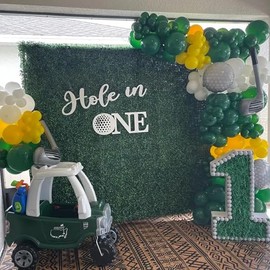 Hole in One Sign for Backdrop,Wooden Hole in One 1st Birthday Sign,Golf Themed Backdrop for Golf First Birthday Decorations, 1st Birthday Decorations Boys