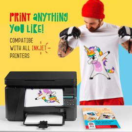 Raimarket Premium Iron on Transfer Paper t-Shirt Printing for Light Fabrics, A4 20 Sheets, Printable Vinyl Iron on Transfers for Clothes, Best Heat Transfer Paper for White T-Shirts, Easy to Use