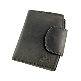 BUFFALO HILL Unisex 2753 Genuine Leather Wallet with RFID Protection, Large Wallet with Coin Compartment, 8 Compartments, Wallet, Wallet, Black, black, Classic