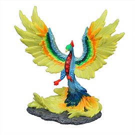 Aqua Della, Dia De Los Muertos Phoenix Aquarium Ornament 16.8 x 7.3 x 17.4 cm, Made of Polyester Resin, Glow in the Dark, Fluorescent Under Blue Light, Harmless and pH Neutral