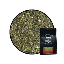 Revival Tea Company Strawberry Green Tea - Green Tea Blend with Natural Strawberry Flavor - Loose Leaf 6 Ounces