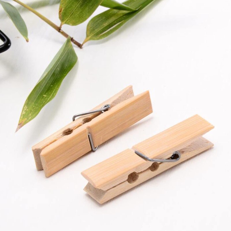 20pcs/set Bamboo Clothespins Natural Wooden Clothespins Durable Hanging Clips for