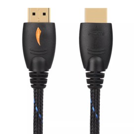 yellowprice PREMIUM Ultra HD HDMI Cable 25ft/50ft/66ft High Speed 4K 1080p UHD 3D Lead Lot - 66ft with Ferrite Cores, Braided-Blue