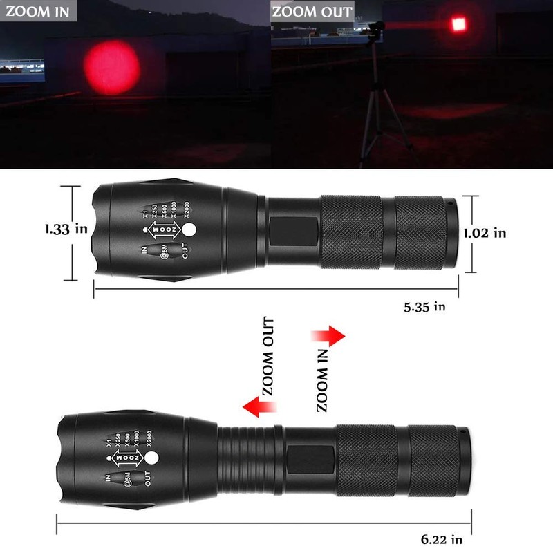 GaiGaiMall Military Red Light Flashlight Single Mode tactical red Torch