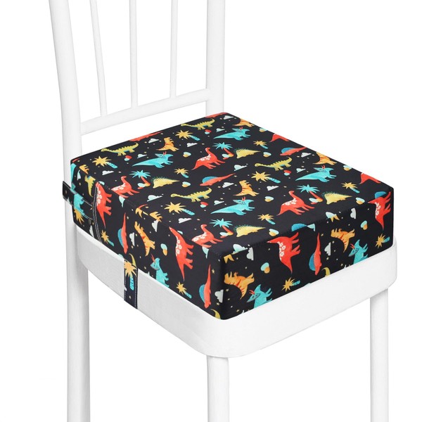 Booster Seat Chair, Washable Removable Portable Booster Seat Toddler Dining Room Chair Raising Pad Dining Room Booster Seats with 2 Safety Buckle Straps Child Seat Cushion