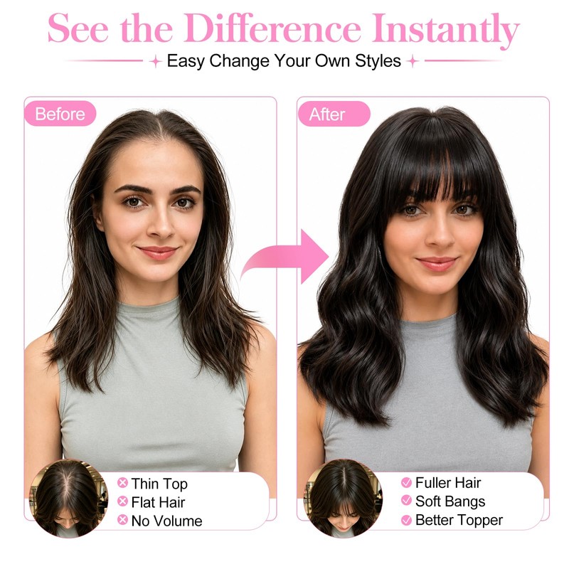 Hair Toppers for Women 16 Inch Synthetic Lightweight Natural