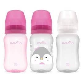 Evenflo, Biberón Forest Anticólicos Cuello Ancho, Niña, Color Rosa, Flujo Medio, 9oz/270ml, 3 piezas, MEX., 3 unidades, 1