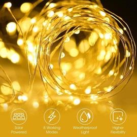 Lezonic Solar String Lights Outdoor, 3 Pack Each 12M/40Ft 120LED Solar Fairy Lights, 8 Modes Waterproof Solar Garden Lights Indoor/Outdoor for Home Garden Patio Yard Party Decorations (Warm White)
