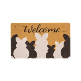 Cute-Bunny-Welcome-Doormat Entrance Outdoor Non-Slip Easter-Front-Door-Mat Washable Polyester Spring Doormats for Indoor Outside Entry Use 30 * 17inch