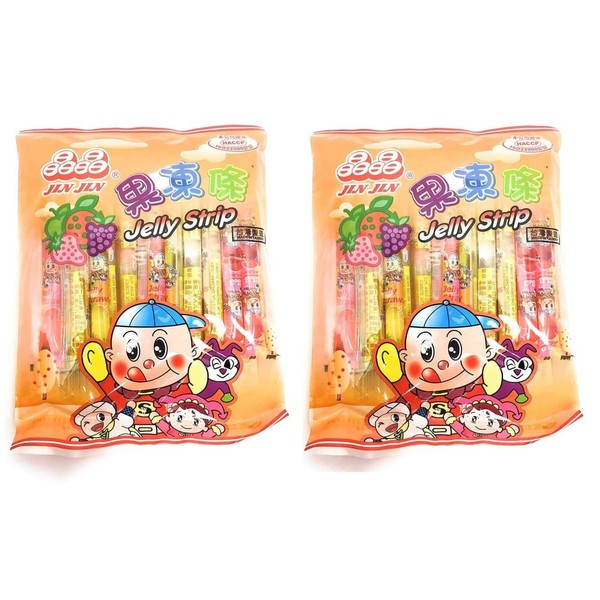 Jin Jin - Jelly Strip (Jelly Filled Straws in Assorted Flavors) - 2 pack of Net Wt. 14.7 Oz.