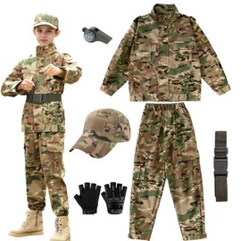 MELFZDM Children's Tactical Equipment Suit Boy Soldier Roll Camouflage Uniform (CP Camouflage, 130 Sizes)