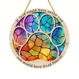 Pet Bereavement Gifts,Dog Remembrance Gifts,Colorful Acrylic Round Dog Paw Souvenir Plaques,Thoughtful Pet Memorial for Dogs Cats Lovers,Sympathy Gift for Loss of Fur Baby,Keepsake Memorial Wind Chime