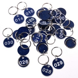 Aluminium and Plastic Numbered Key Fob 30mm 1-100 Blue