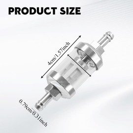 2Pcs Automotive Fuel Filter, Detachable Washable Metal Glass Vehicle Inline Waterproof Fuel Filters 1.1" x 3.46" x 0.31", Universal Car Accessories Replacement for Truck Motorcycle SUV Car (Silver)