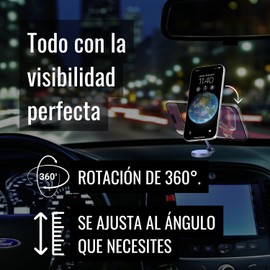 French Llama | Soporte Magnético para Celular Tablero | Imán Potente | No se desprende | Ajuste de movil Gira en su Propio Eje | Porta Celular para Auto | Soporte Celular automóvil | Mod. CG0002