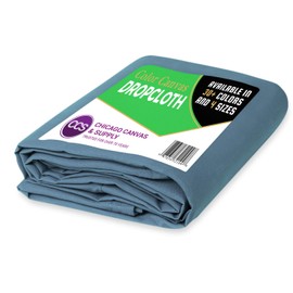 Heavy Purpose Canvas Drop Cloth by CCS CHICAGO CANVAS & SUPPLY Cotton Canvas Tarp Floor Furniture Protection Washable Reusable Duck Dropcloth Fabric Block Paint Dust Dirt, Light Blue, 6 by 10 Feet