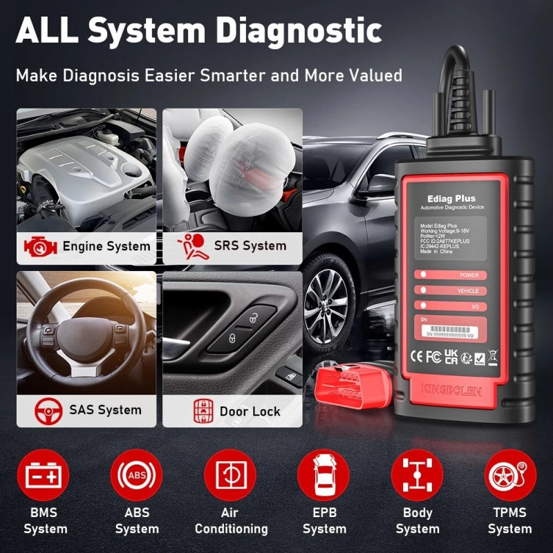 KINGBOLEN Ediag Plus Car OBD2 Scanner Diagnostic Tool ECU Coding
