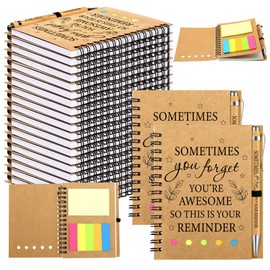 Yeaqee 100 Pcs Employee Appreciation Gifts and Church Christian Gifts Set Include 50 Pcs Spiral Notebooks 50 Pcs Employee Bible Pens for Adults Party Favors(Awesome)