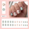 24 Pcs Green Square Press on Nails Short Fake Nails