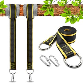 10 Ft Tree Swing Straps Hanging Kit Adjustable Hammock Tree Straps 2000 Lb Breaking Strength with Two Alloy Screw Lock Carabiners Easy and Fast Installation for All Swings Hammocks (Set of 2)