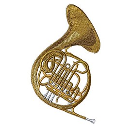 Beyond Vision Mall Musical Instruments [ French Horn ][Custom and Unique] Embroidered Iron on/Sew Patch [ 4.4 inch(w) x7.1 inch(h)] [Made in USA]…, Grey, black, White,brown