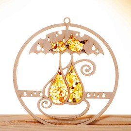 Raduly Amber Birch Wood Cat Window Decoration Diameter 10