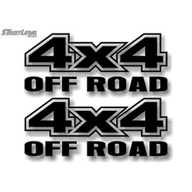 2-4x4 OFFROAD Vinyl 13" Black Decals 4WD Off Road Truck Box Stickers (Black)