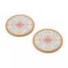 Pioneer Woman Cork Coasters Folk Geo 6Pc Set White Coral